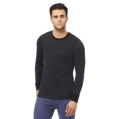 Big and tall black brushed thermal long sleeved top
